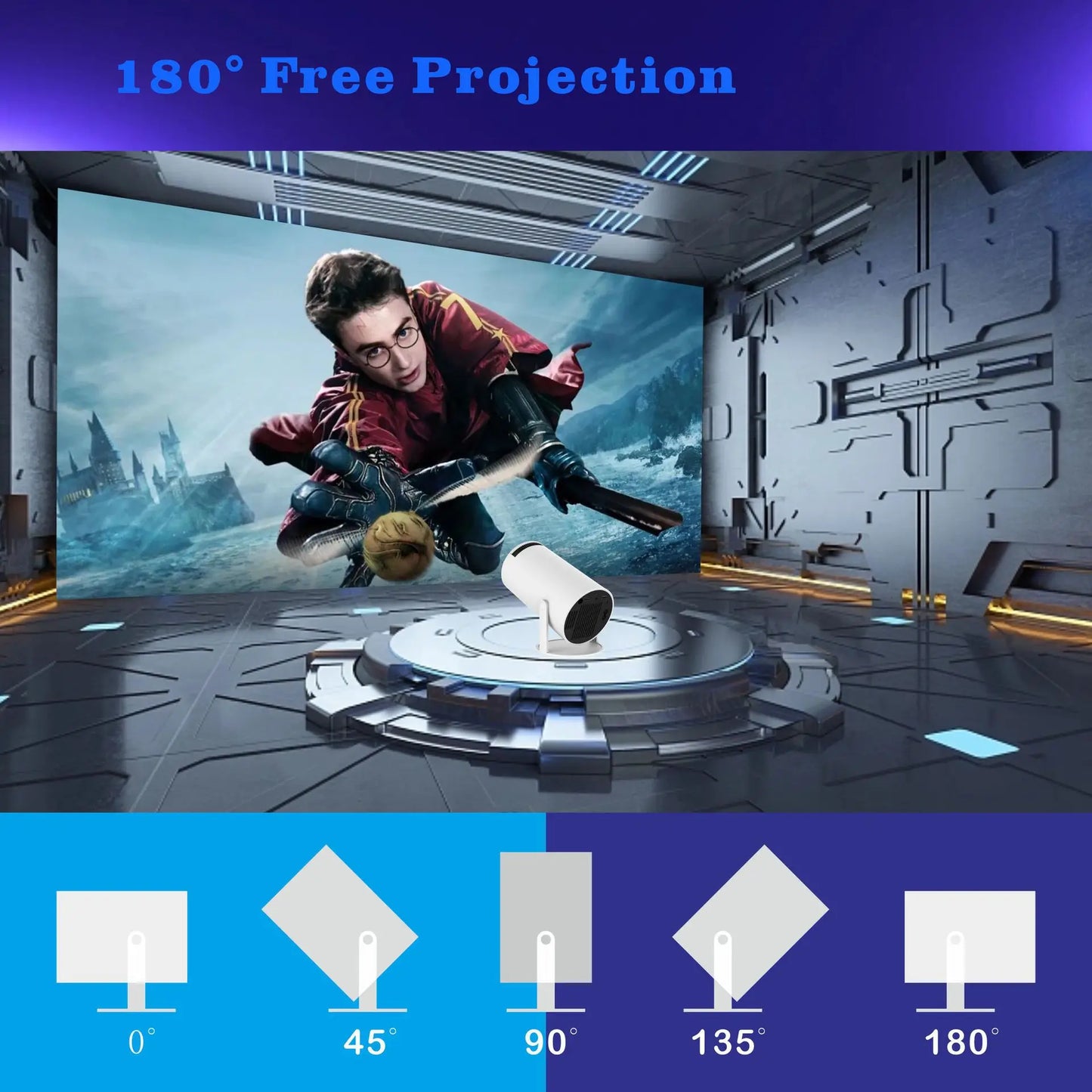 HY300 Pro Smart Mini Projector – Android, 4K Support, Auto Focus, Portable Home Theater